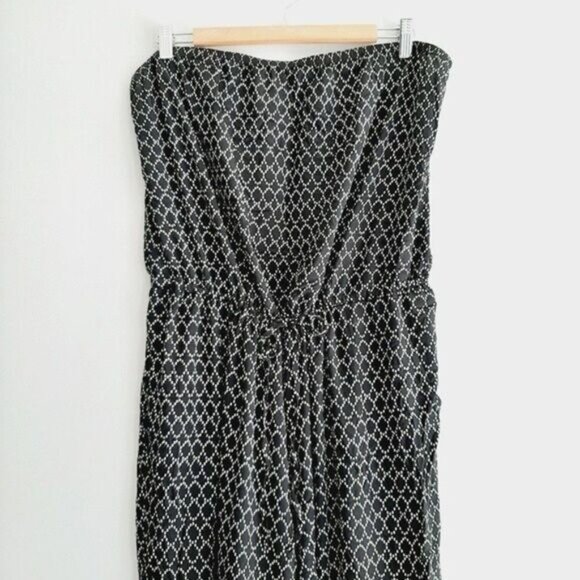 OLD NAVY | Wide Leg Crop Strapless Jumpsuit B&W Print Sz XL - Picture 6 of 14